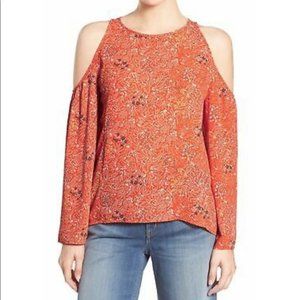 Chelsea28 NWOT cold shoulder boho orange top sz M